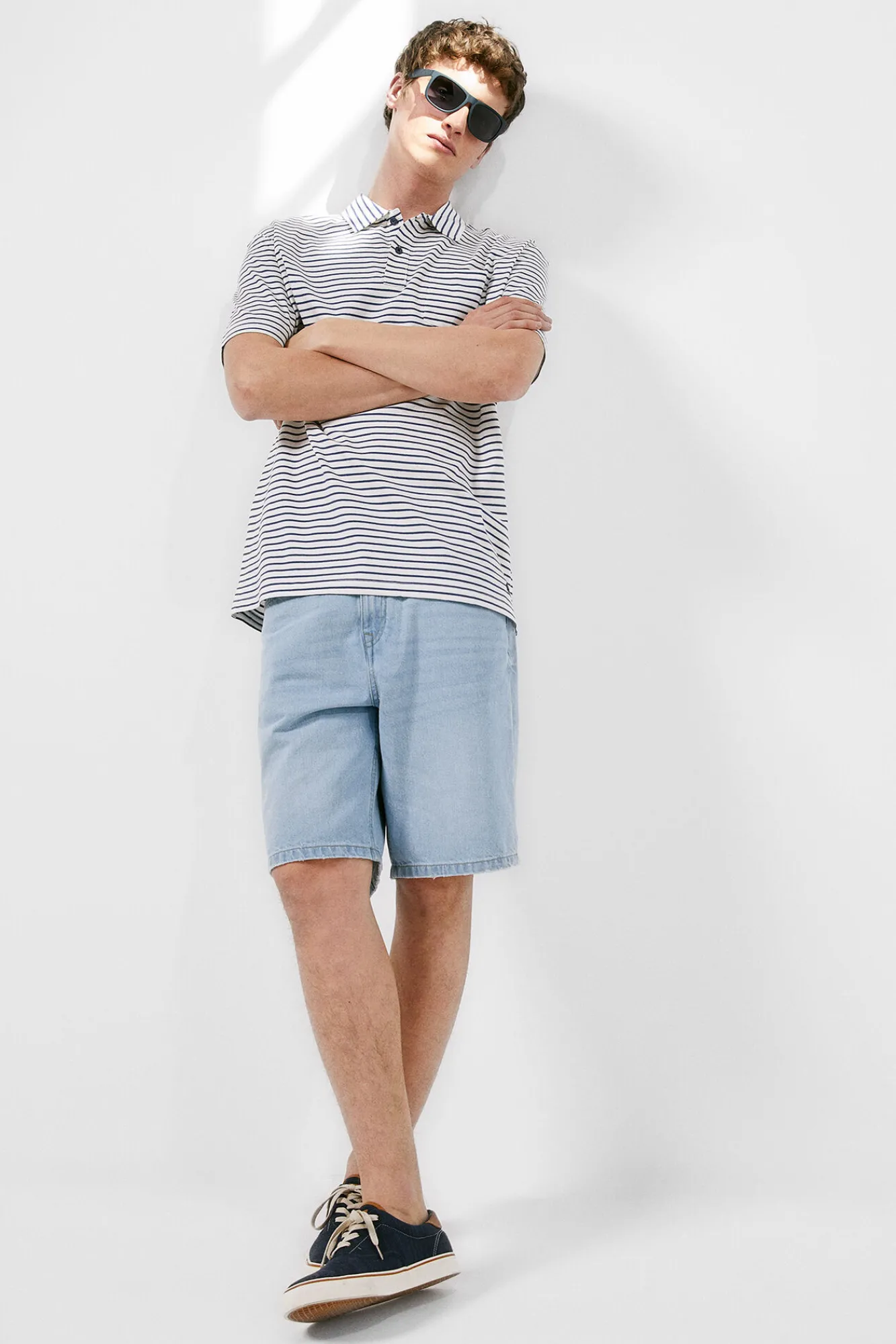 * Polo Jersey Multiraya Bolsillo Azul Medio Online