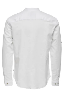 Only & Sons Polo Lino Cuello Mao Blanco Online