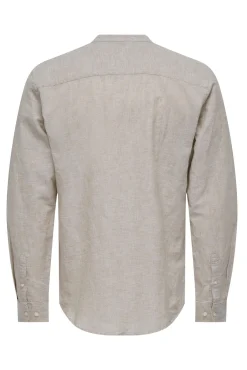 Only & Sons Polo Lino Cuello Mao Marron Medio Hot