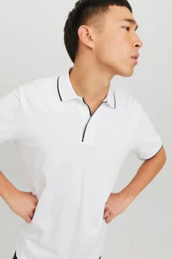 Jack & Jones Polo Liso Manga Corta Blanco Discount
