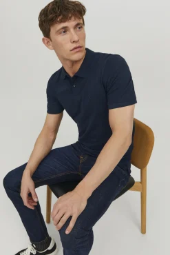 Jack & Jones Polo Liso Manga Corta Navy Hot