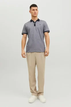 Jack & Jones Polo Liso Manga Corta Gris Medio Discount