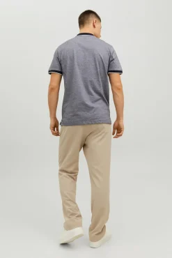Jack & Jones Polo Liso Manga Corta Gris Medio Discount