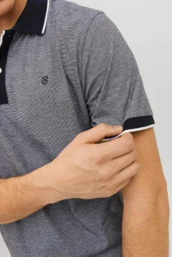 Jack & Jones Polo Liso Manga Corta Gris Medio Discount