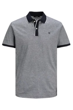 Jack & Jones Polo Liso Manga Corta Gris Medio Discount