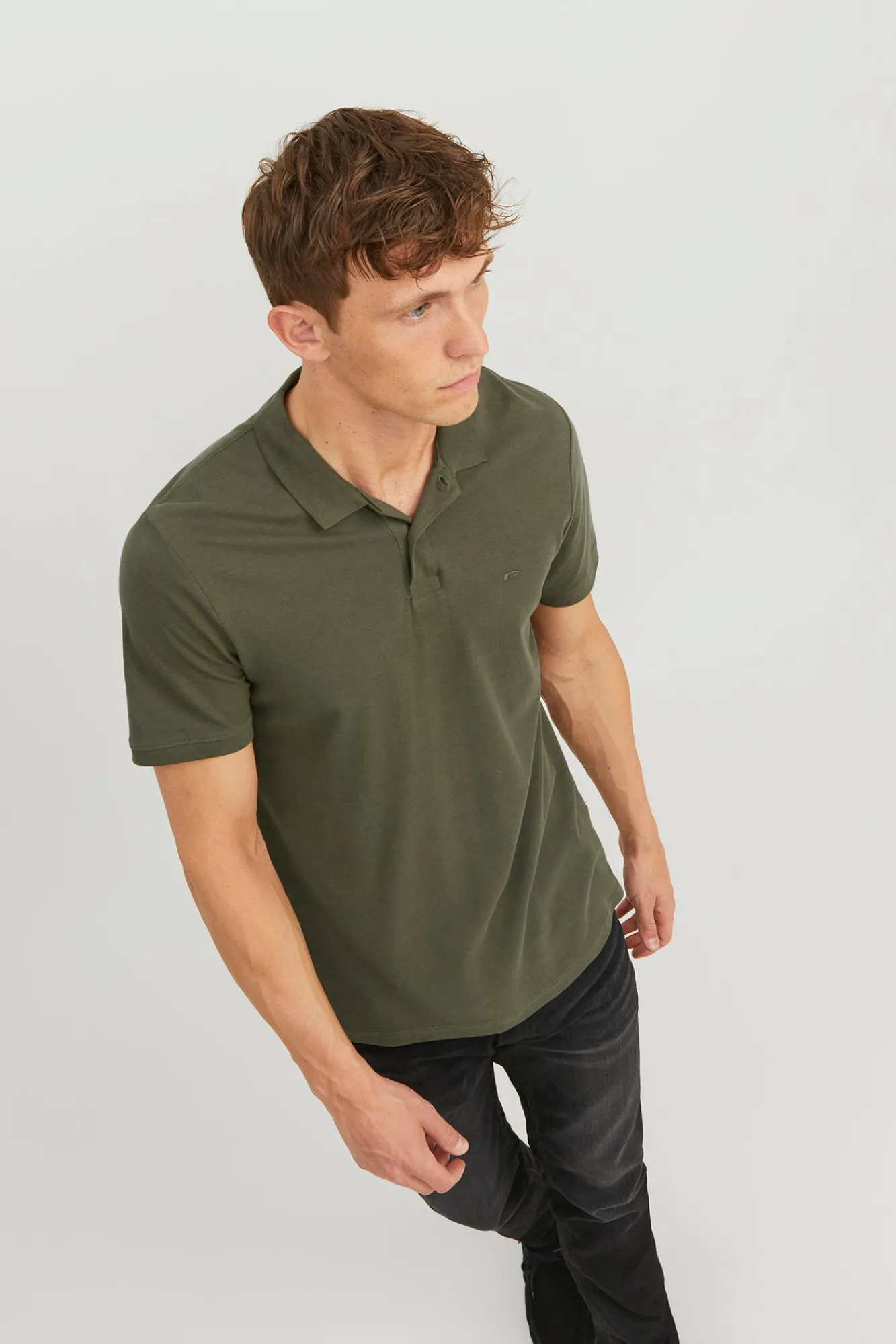 Jack & Jones Polo Liso Manga Corta Verde Discount