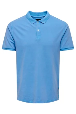 Only & Sons Polo Manga Corta Azul Medio Sale