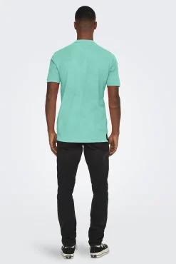 Only & Sons Polo Manga Corta Turquesa Hot