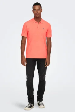 Only & Sons Polo Manga Corta Naranja Clearance