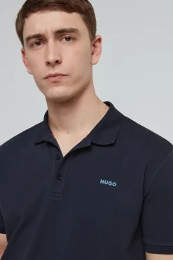 HUGO Polo Manga Corta Azul Oscuro Clearance