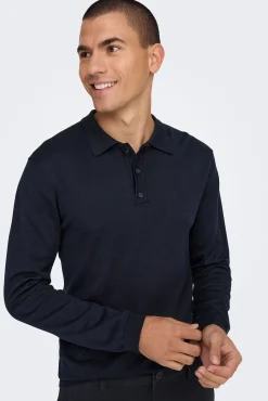 Only & Sons Polo Manga Larga Navy Outlet