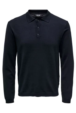 Only & Sons Polo Manga Larga Navy Outlet