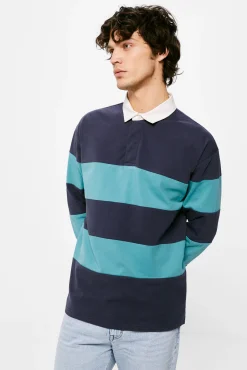 * Polo Manga Larga Rugby Rayas Azul Oscuro Online