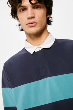 * Polo Manga Larga Rugby Rayas Azul Oscuro Online