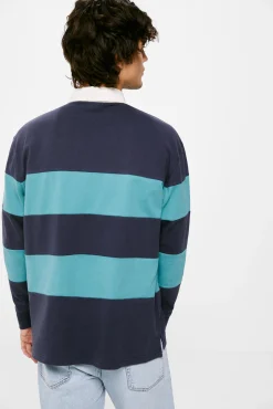 * Polo Manga Larga Rugby Rayas Azul Oscuro Online