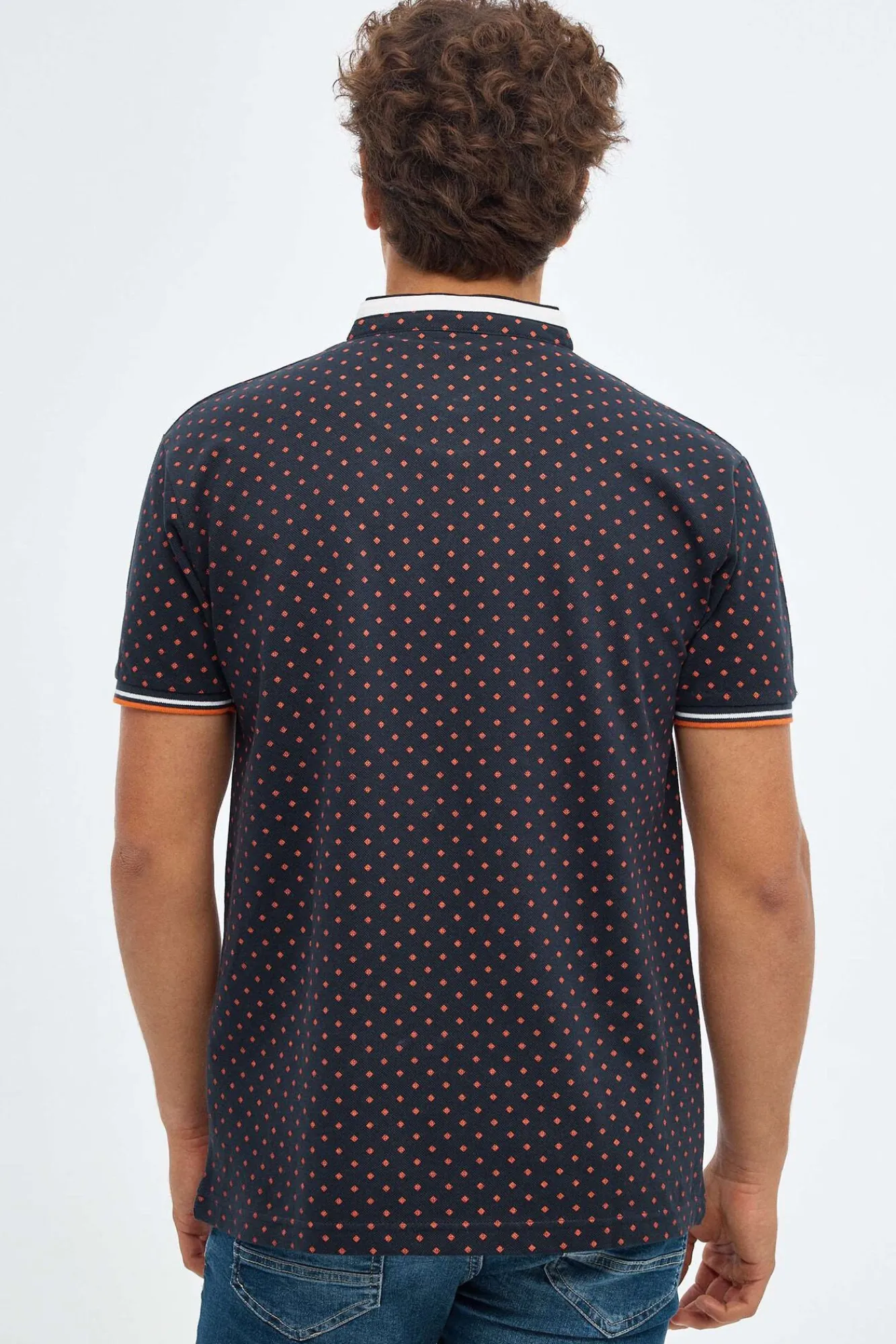 Inside Polo Mao Estampado Geometrico Azul Oscuro Online