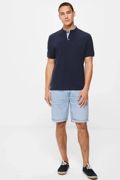 * Polo Mao Slim Azul Oscuro