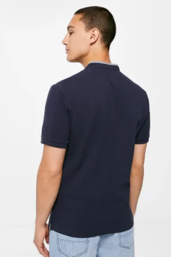 * Polo Mao Slim Azul Oscuro