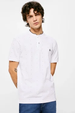 * Polo Mao Slim Estampado All Over Blanco