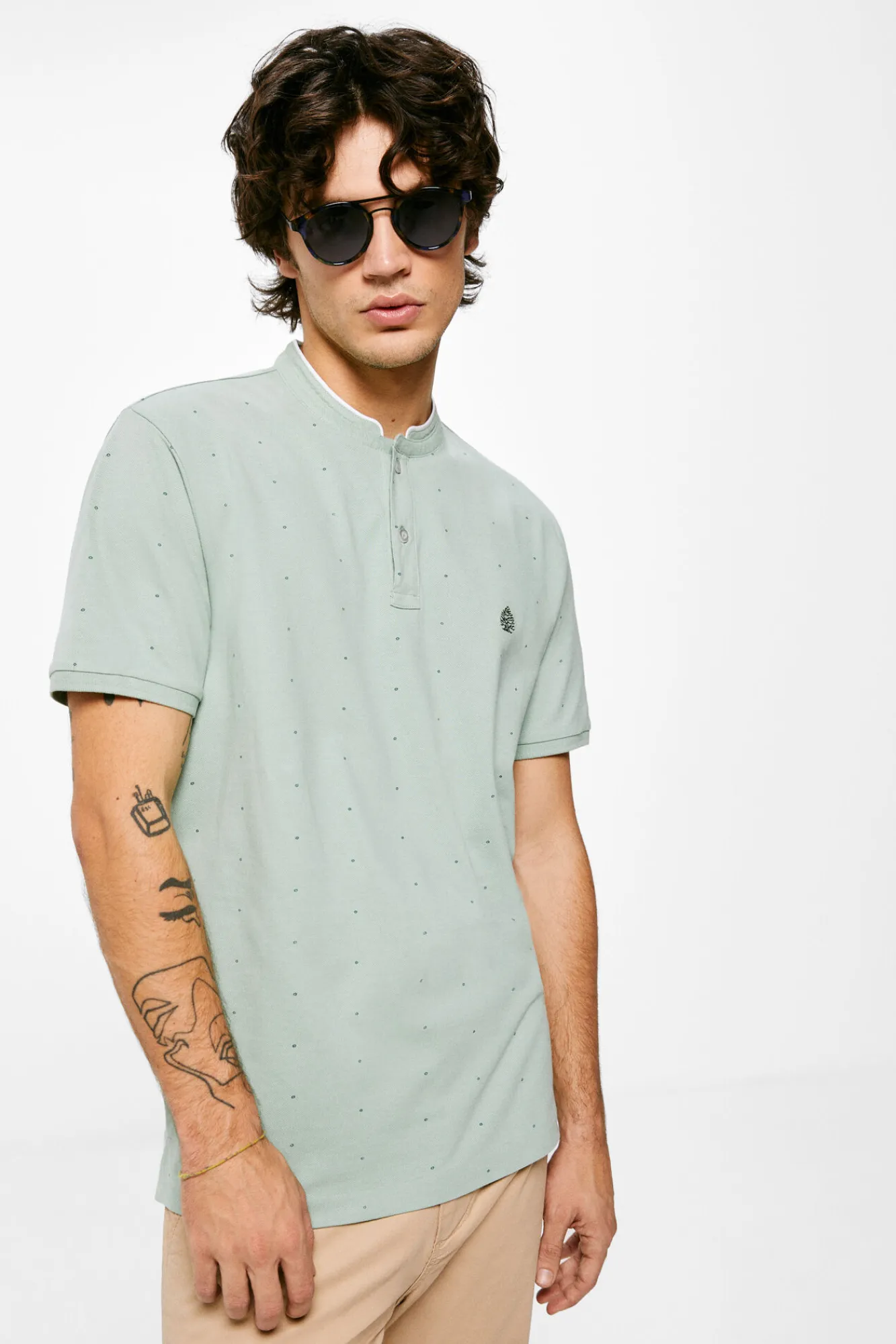 * Polo Mao Slim Estampado All Over Verde Best