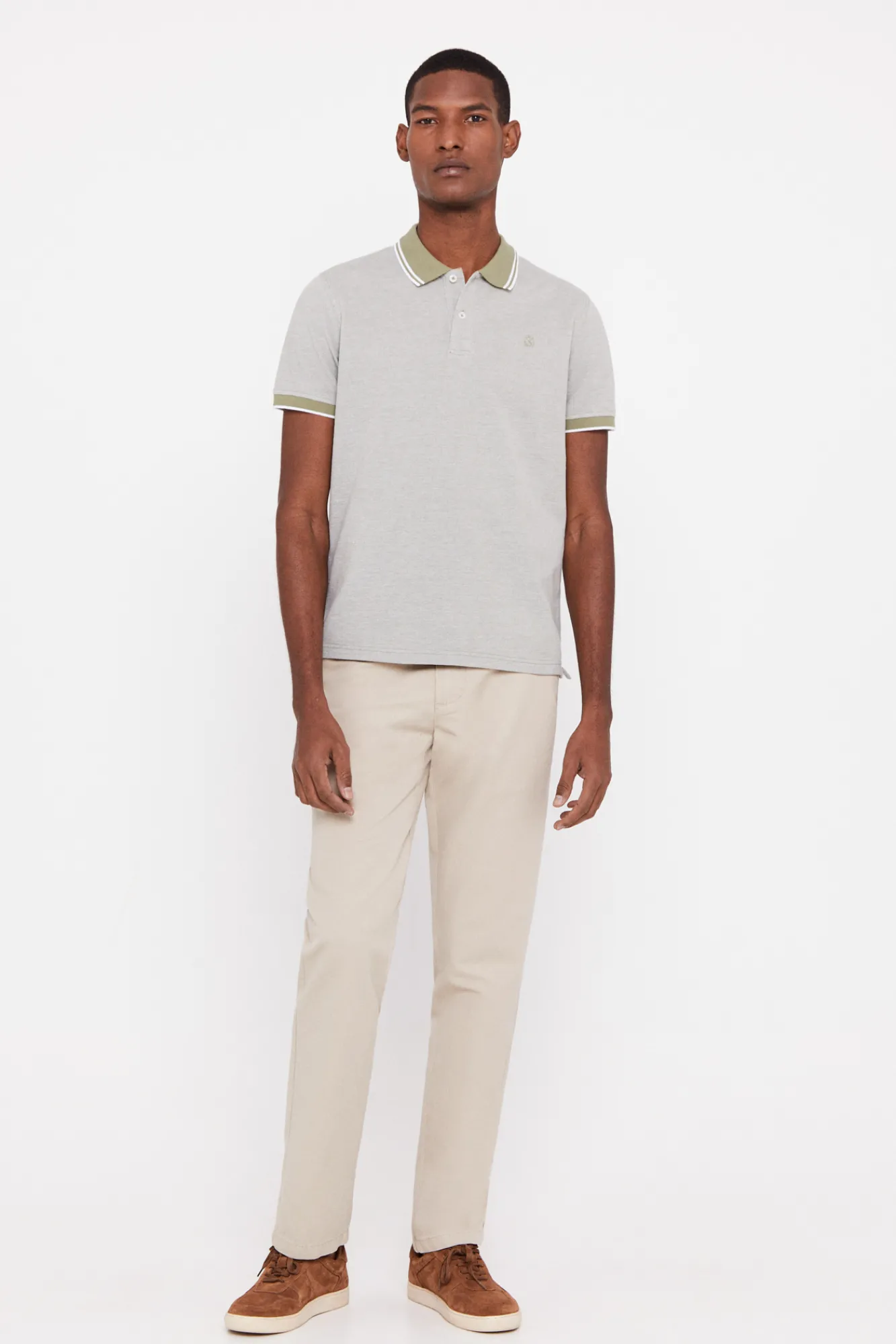 Cortefiel Polo Oxford Tip Kaki Outlet