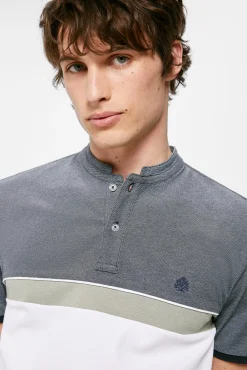 * Polo Oxford Tricolor Slim Azul Oscuro Hot