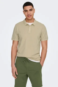 Only & Sons Polo Pique Gris Medio Outlet