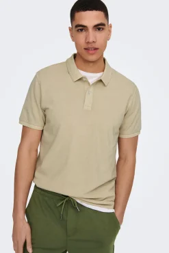 Only & Sons Polo Pique Gris Medio Outlet