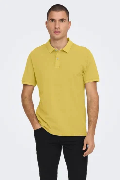 Only & Sons Polo Pique Marron Medio Clearance