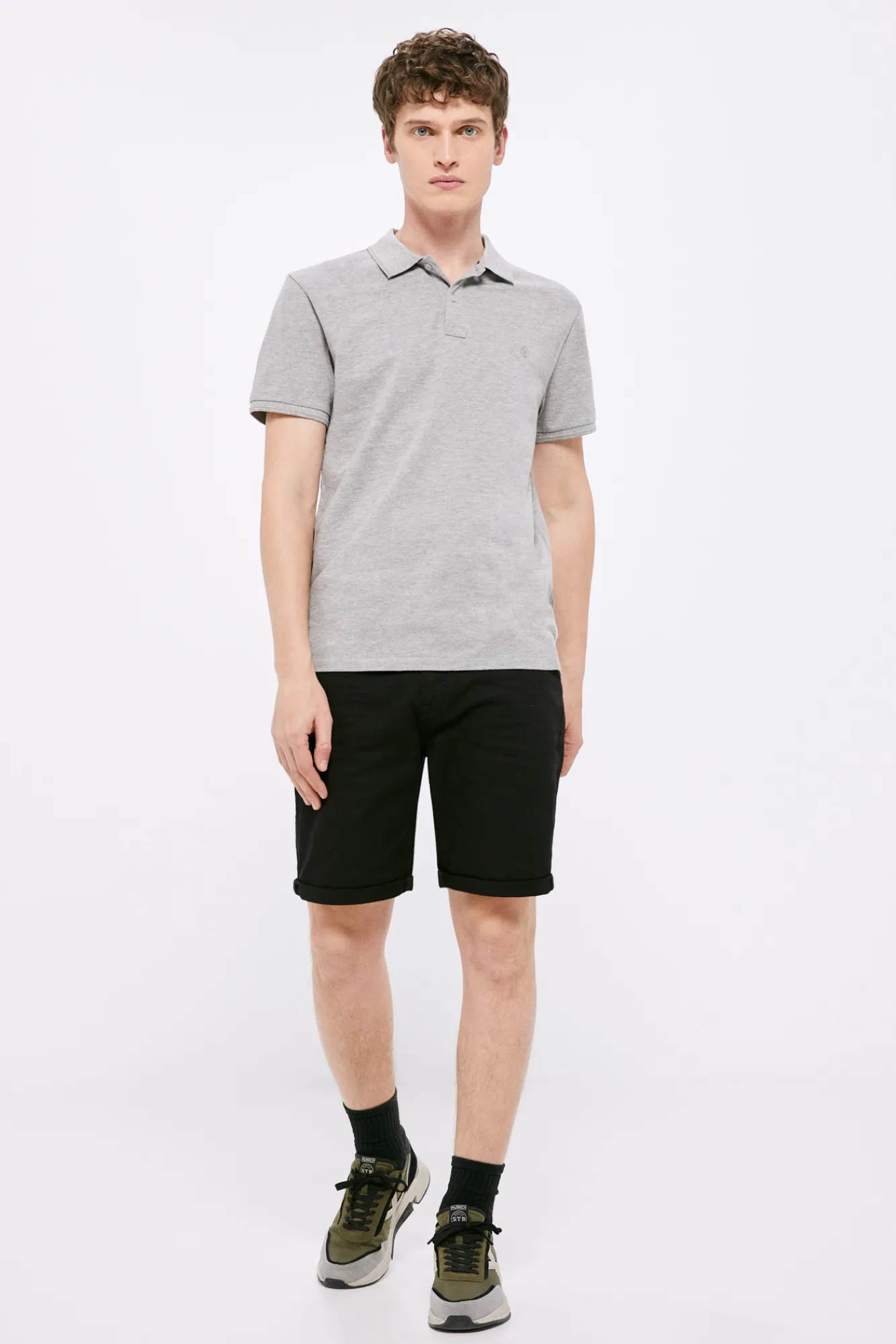 * Polo Pique Basico Slim Gris Medio Online
