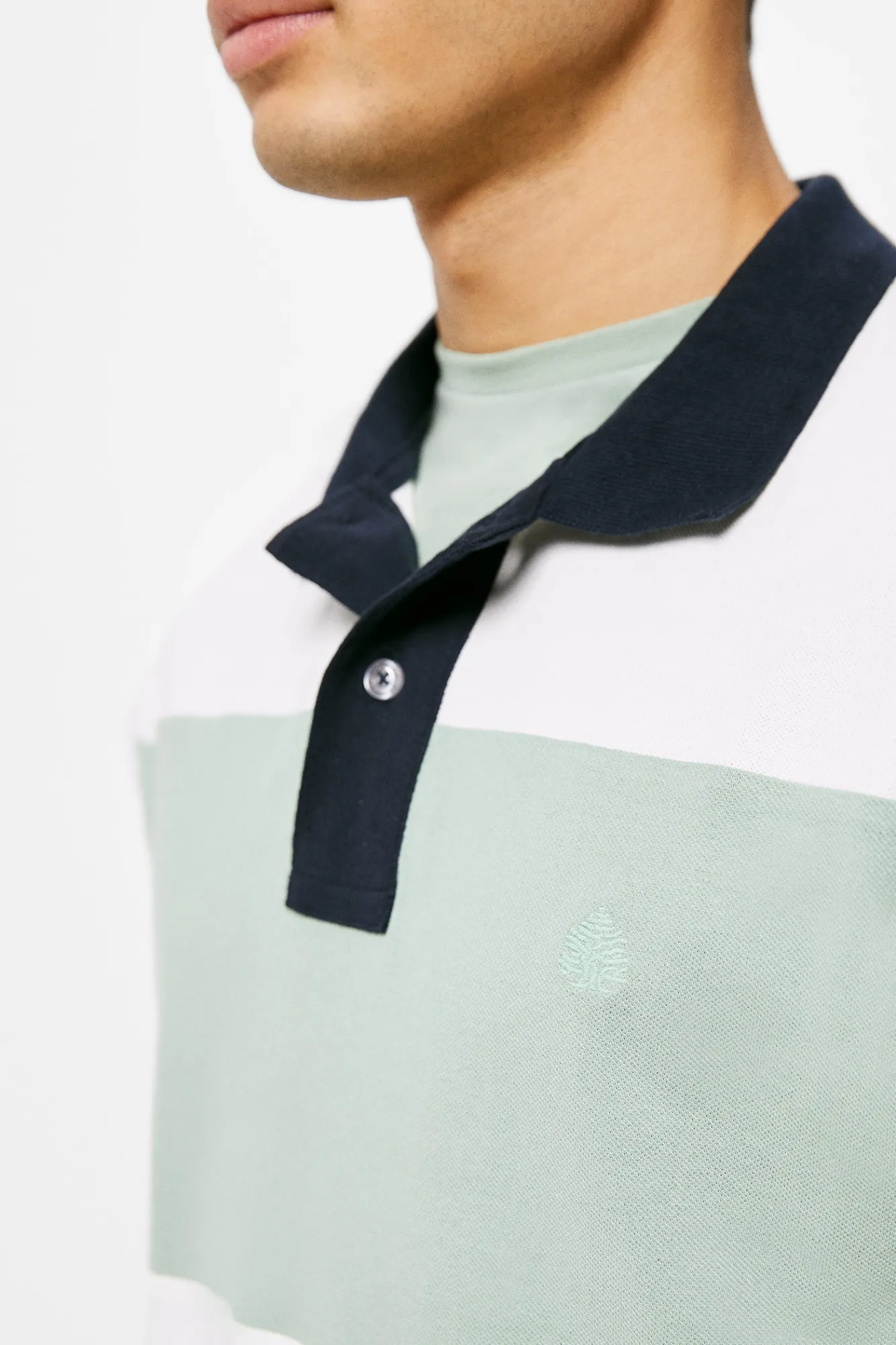 * Polo Pique Color Block Azul Oscuro