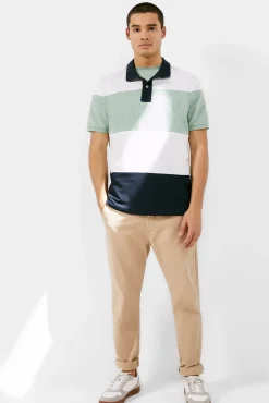 * Polo Pique Color Block Azul Oscuro