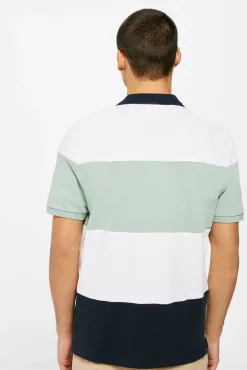 * Polo Pique Color Block Azul Oscuro
