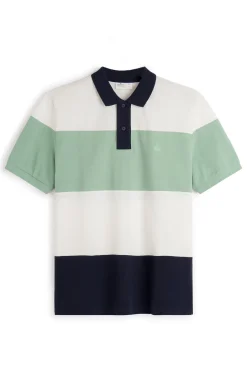 * Polo Pique Color Block Azul Oscuro