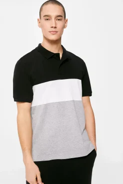 * Polo Pique Color Block Negro New