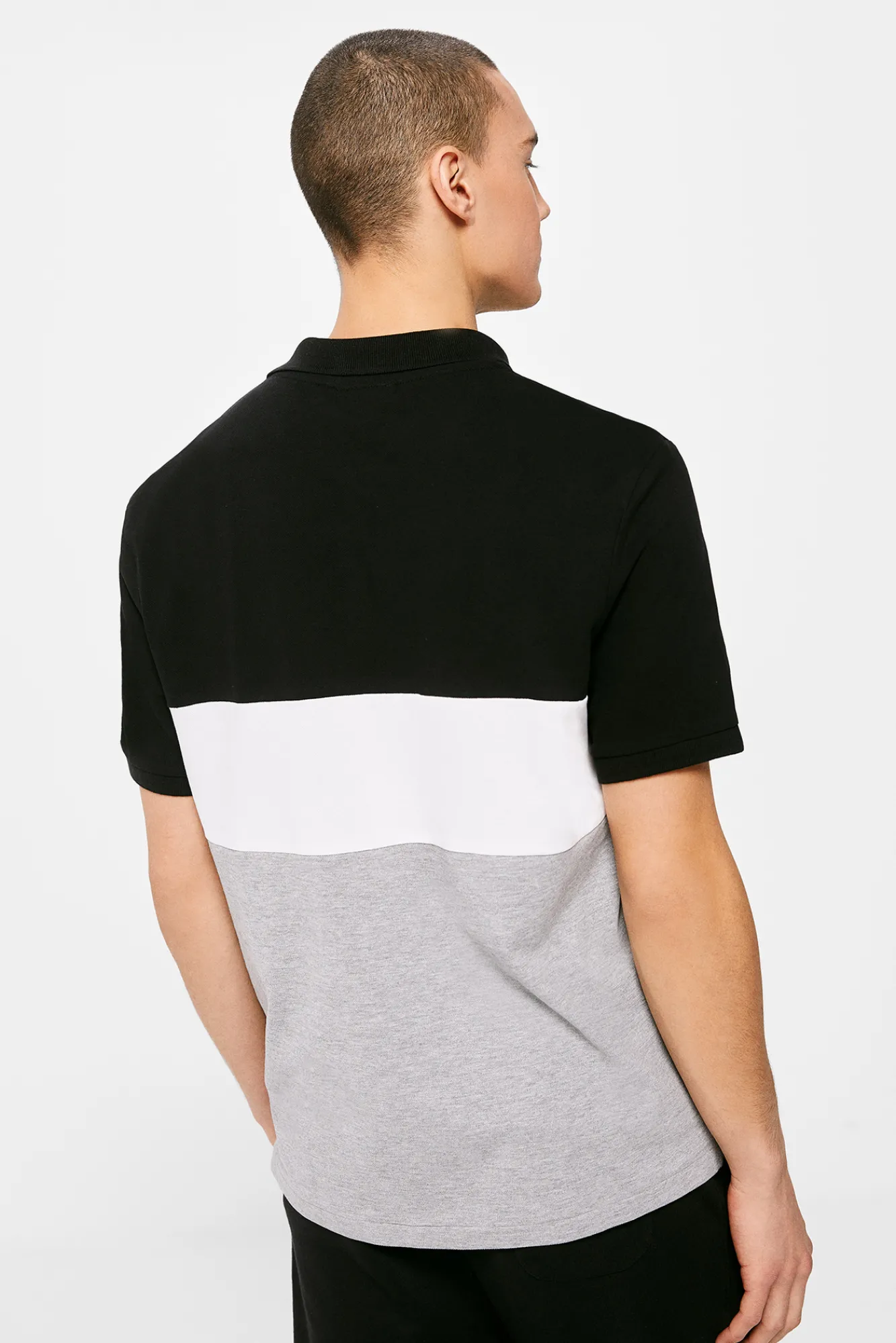 * Polo Pique Color Block Negro New