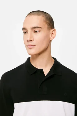 * Polo Pique Color Block Negro New