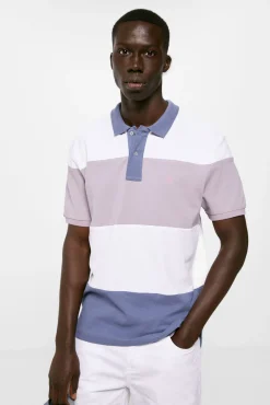 * Polo Pique Color Block Azul Medio Outlet