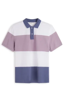 * Polo Pique Color Block Azul Medio Outlet