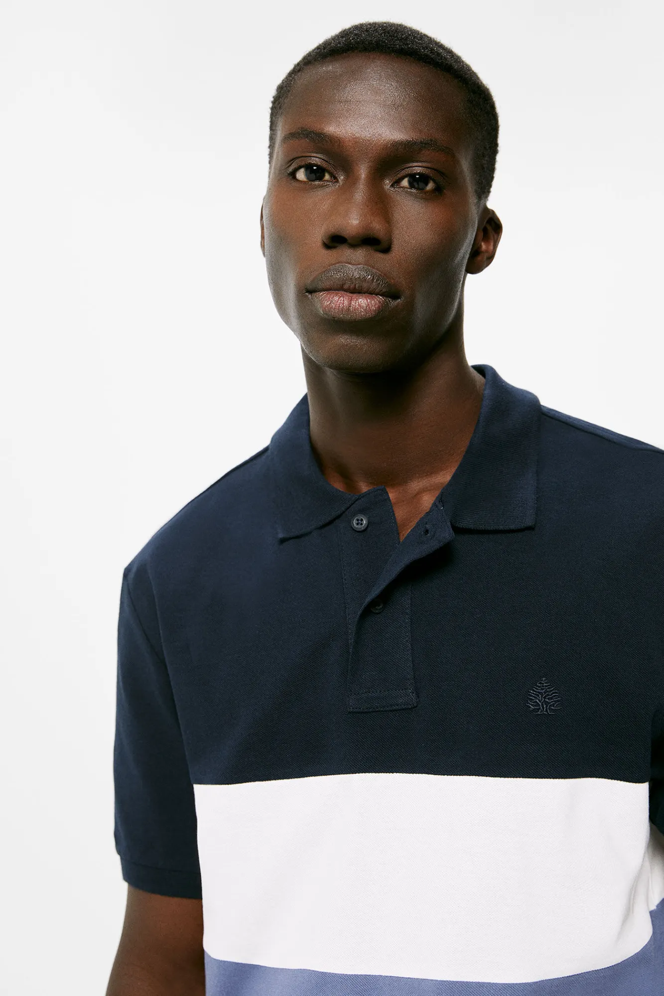 * Polo Pique Color Block Navy Clearance