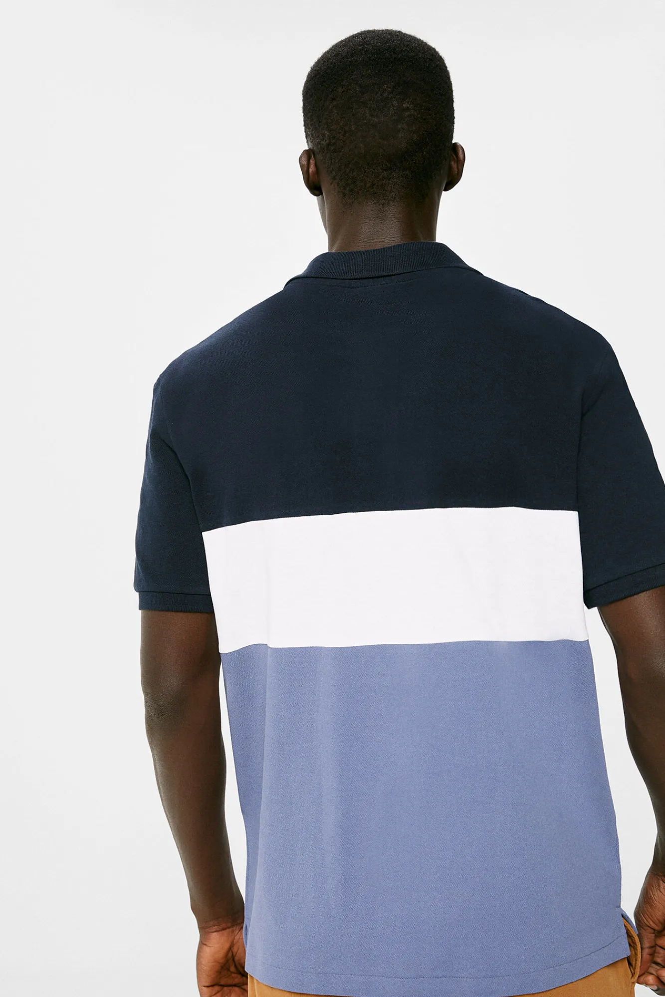 * Polo Pique Color Block Navy Clearance