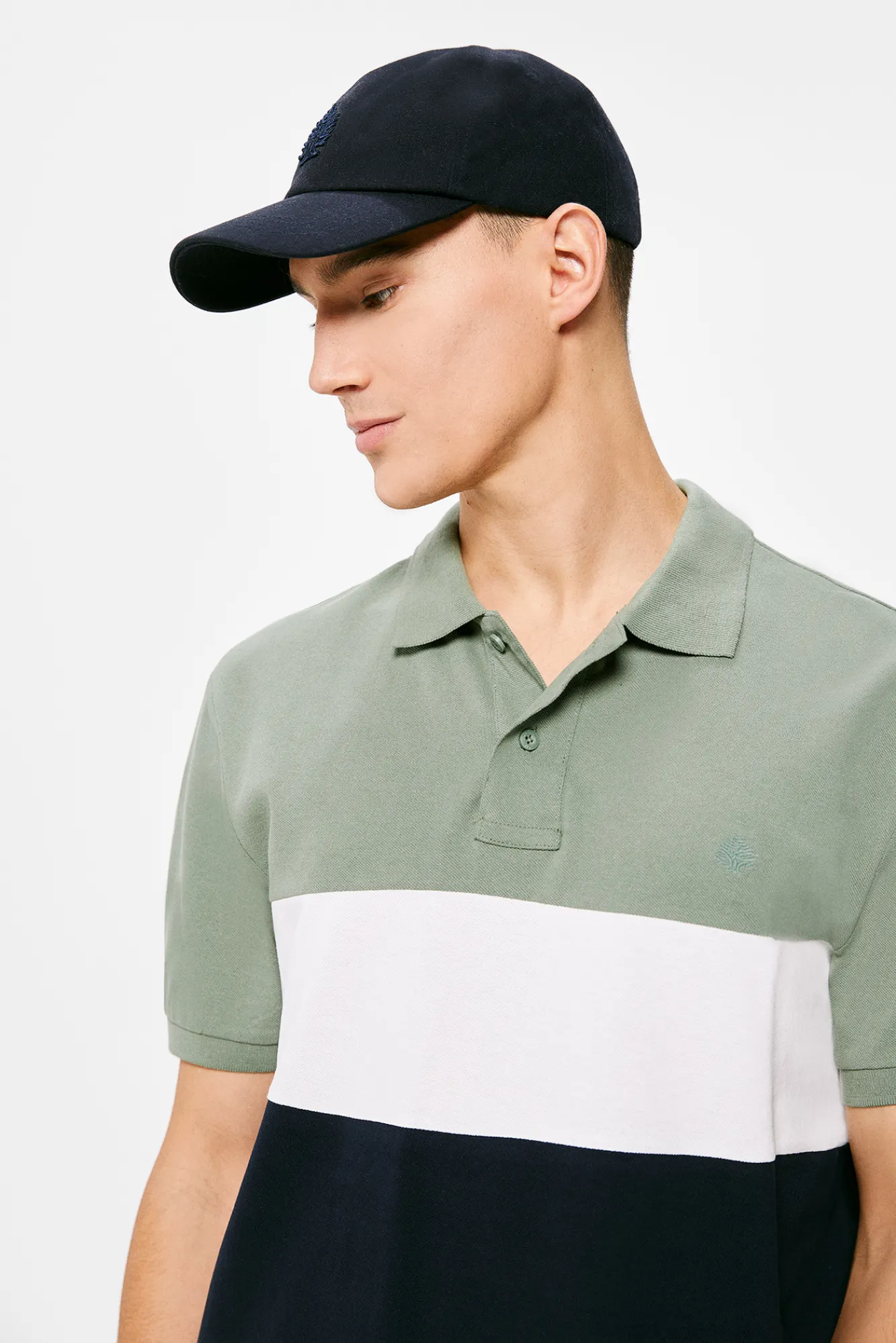 * Polo Pique Color Block Verde Discount