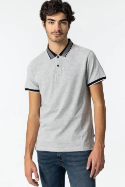 Tiffosi Polo Pique Con Automaticos Gris Claro New