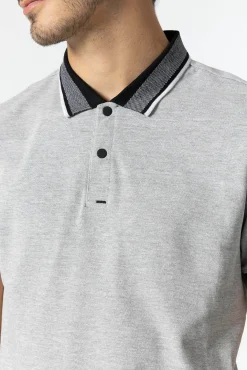 Tiffosi Polo Pique Con Automaticos Gris Claro New