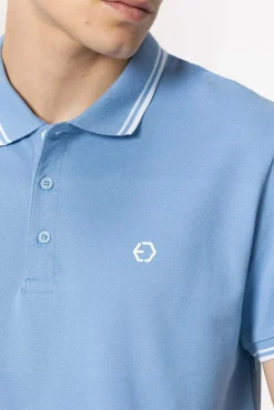 Tiffosi Polo Pique Con Detalle Rayas Azul Claro Hot
