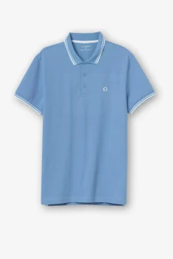 Tiffosi Polo Pique Con Detalle Rayas Azul Claro Hot