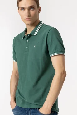 Tiffosi Polo Pique Con Detalle Rayas Verde Online