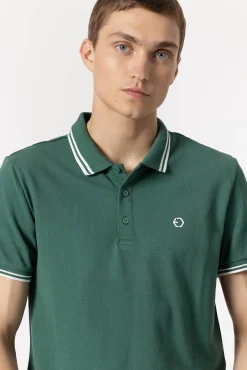 Tiffosi Polo Pique Con Detalle Rayas Verde Online