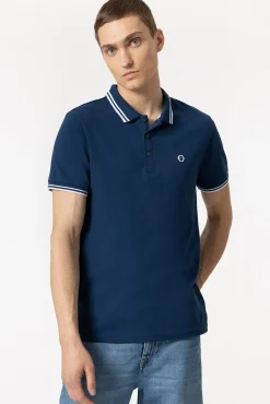 Tiffosi Polo Pique Con Detalle Rayas Azul Oscuro New