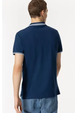 Tiffosi Polo Pique Con Detalle Rayas Azul Oscuro New